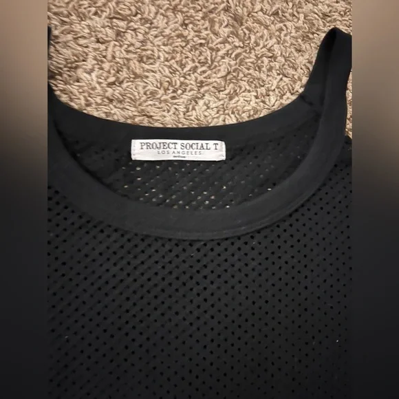 Evereve Project Social T Black Mesh Tunic Size Medium - Picture 2 of 7